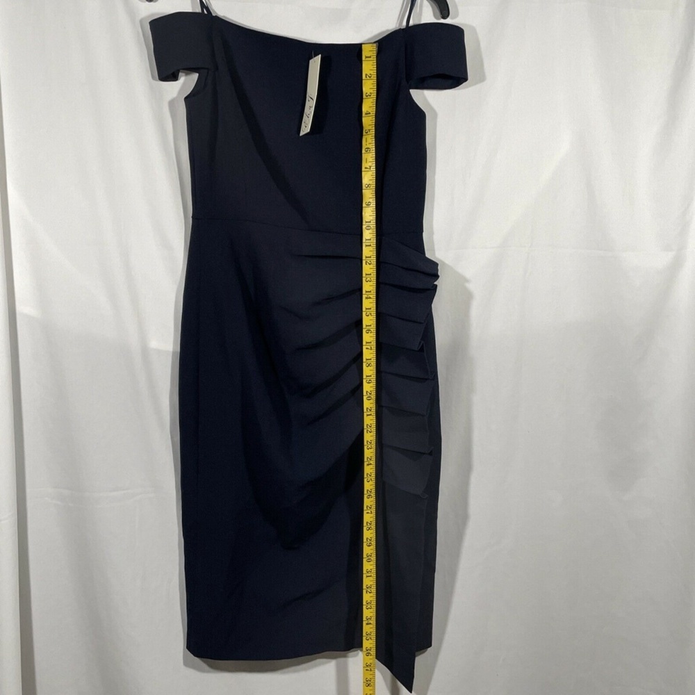 NWT Eliza J [ 4 ] Off‎ the Shoulder Pleat Ruched Dress in Navy Blue - Picture 4 of 12